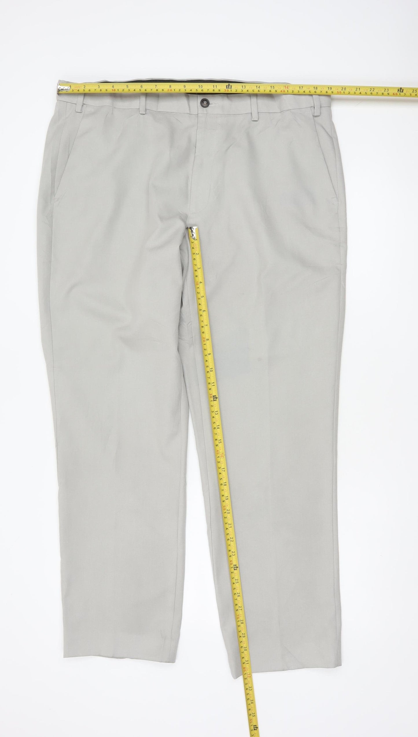 Marks & Spencer Men's Grey 40R Regular Fit Dress Trousers