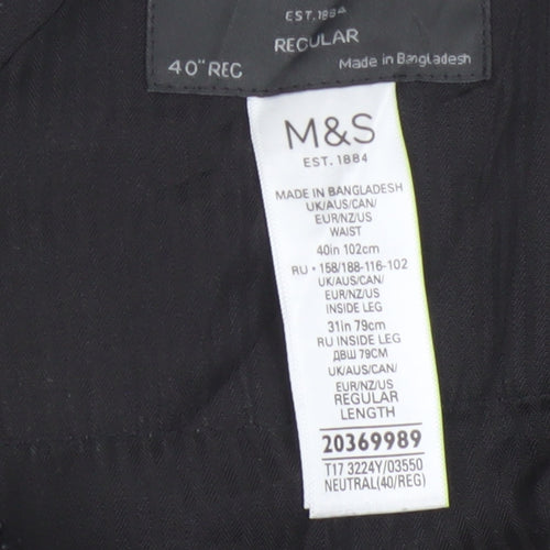 Marks & Spencer Men's Grey 40R Regular Fit Dress Trousers
