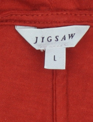 Jigsaw Women Red L Silk V-Neck Wrap Style Cap Sleeve Blouse