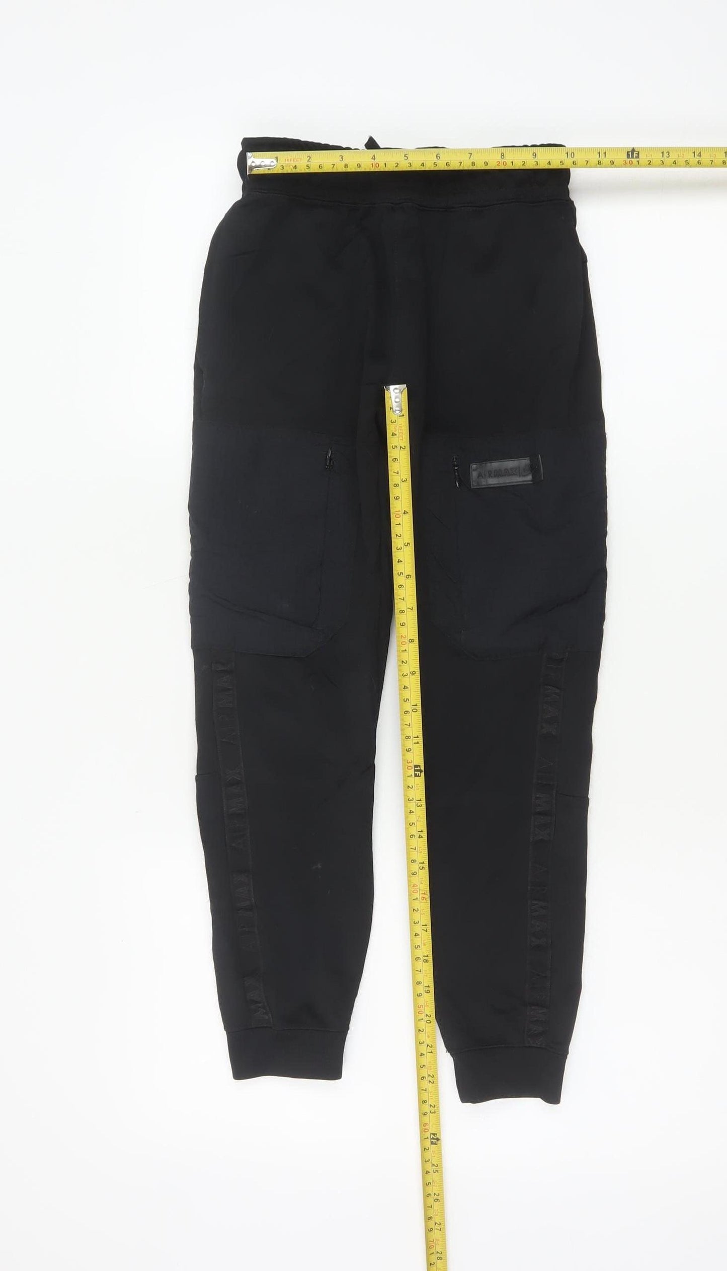 Nike Boys Black Air Max Jogger Trousers Size S 128-137cm Zip Pockets