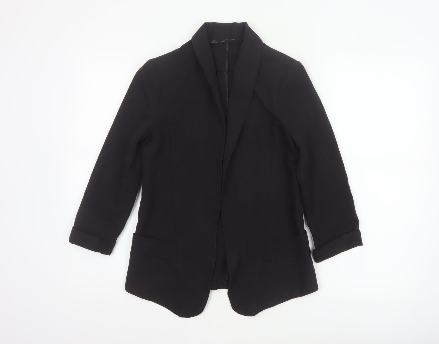 Crafted Women Black UK 6 Shawl Lapel Long Tuxedo Blazer