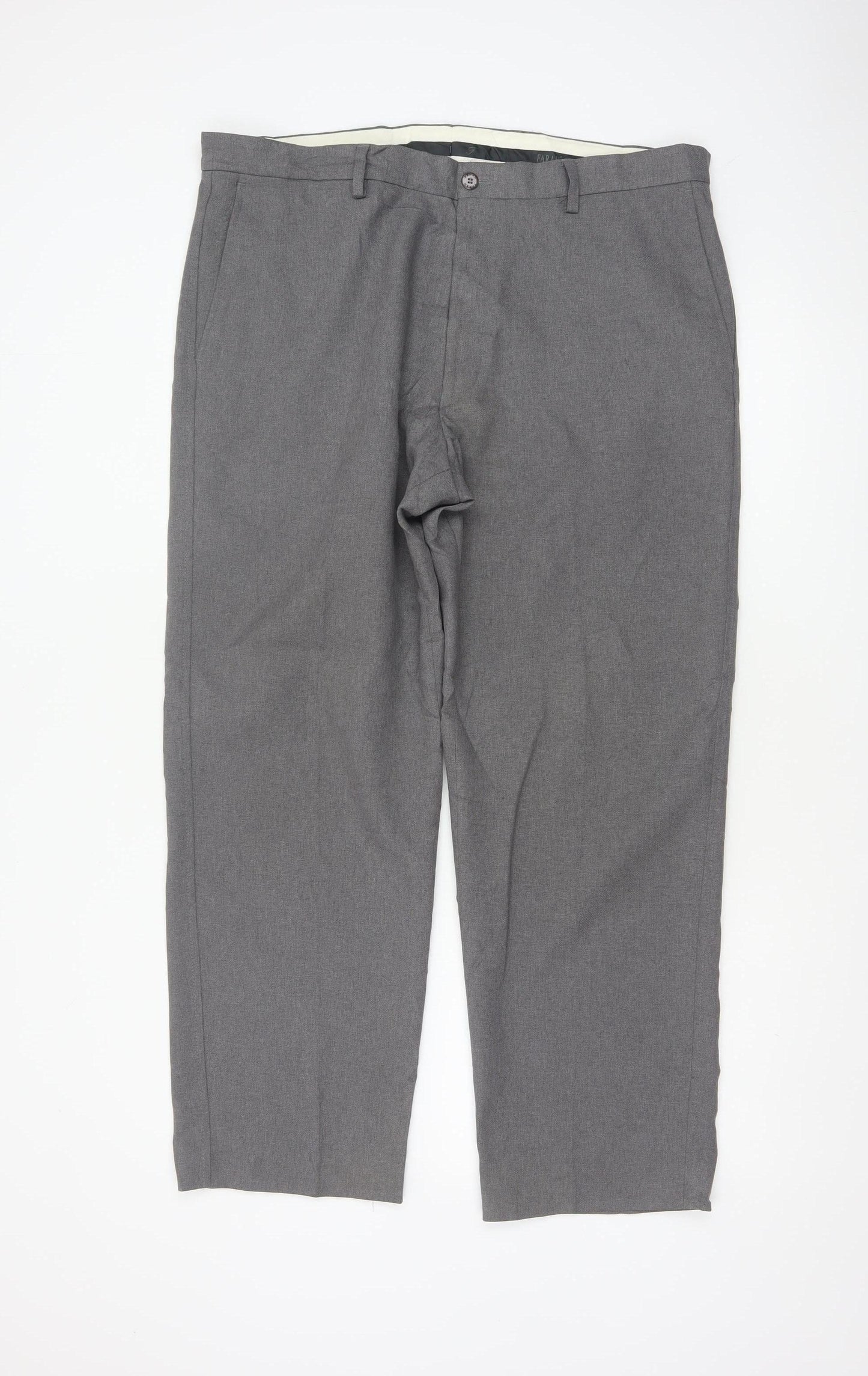 Farah Men’s Grey 36 W29 Straight Flat Front Dress Trousers