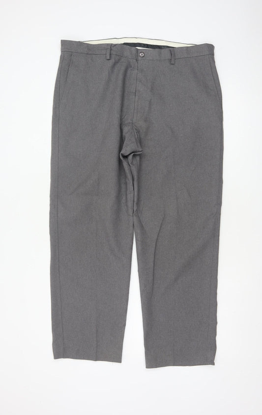 Farah Men’s Grey 36 W29 Straight Flat Front Dress Trousers