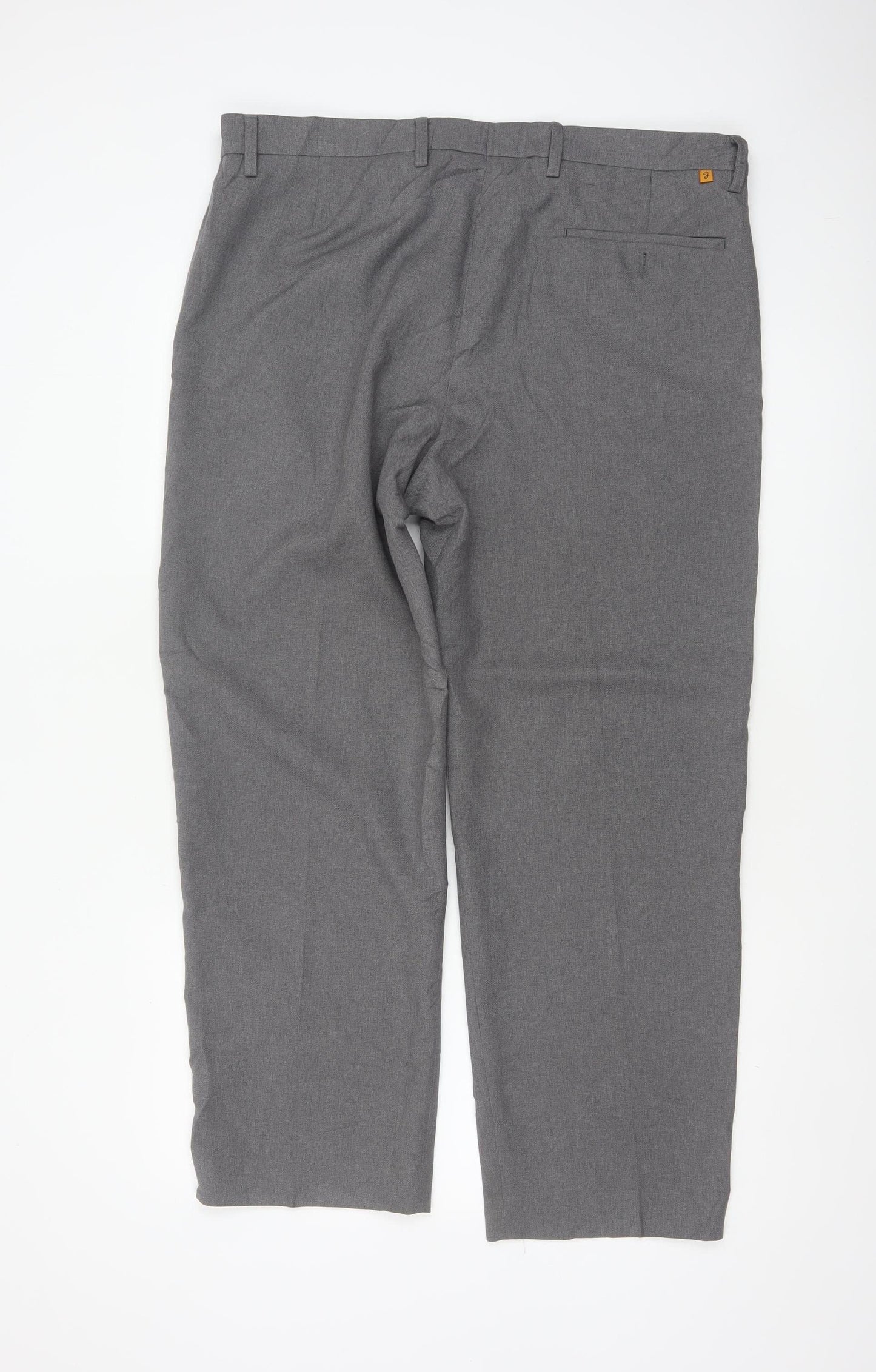 Farah Men’s Grey 36 W29 Straight Flat Front Dress Trousers