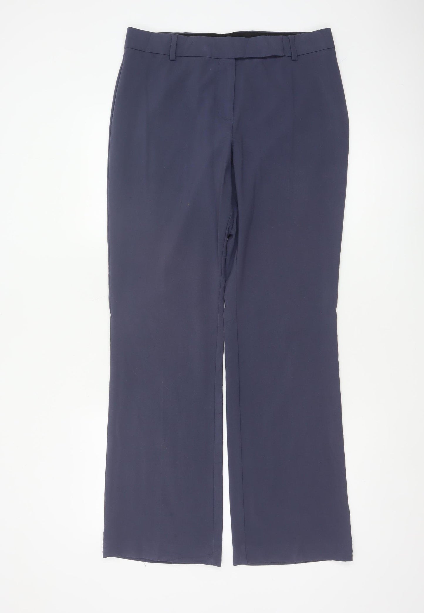 M&S Women’s Navy Blue UK 12 Straight Leg Stretch Work Trousers