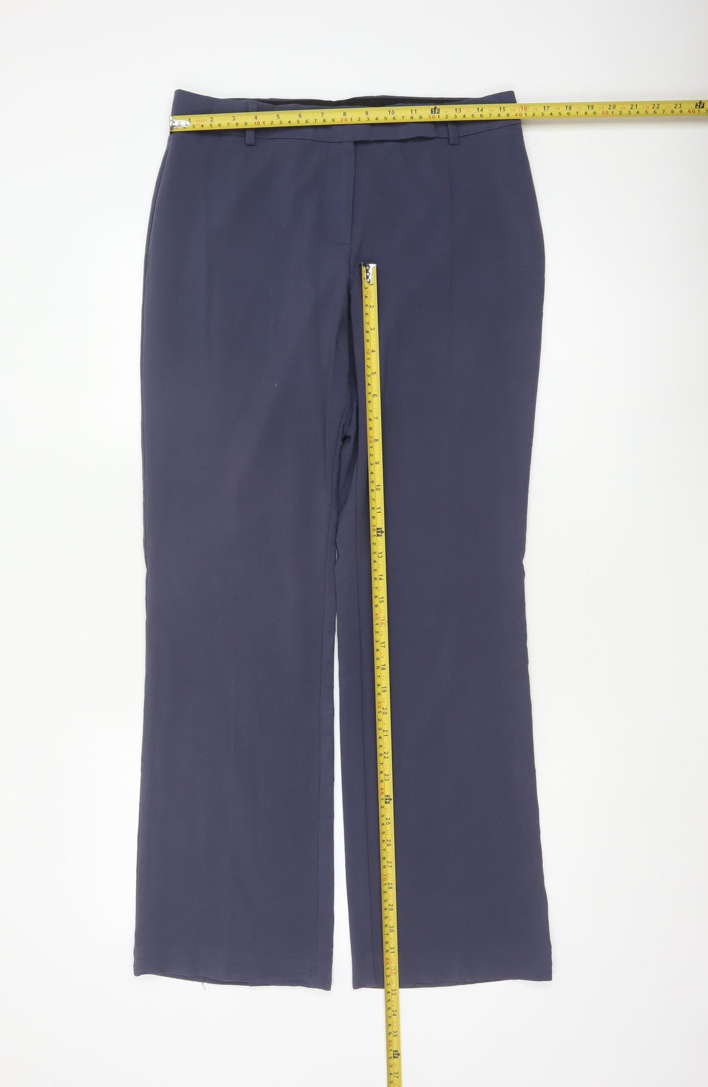 M&S Women’s Navy Blue UK 12 Straight Leg Stretch Work Trousers