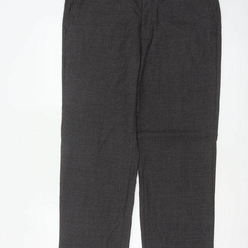 Marks & Spencer Men Grey 36 Regular Wool Dress Trousers 36x33