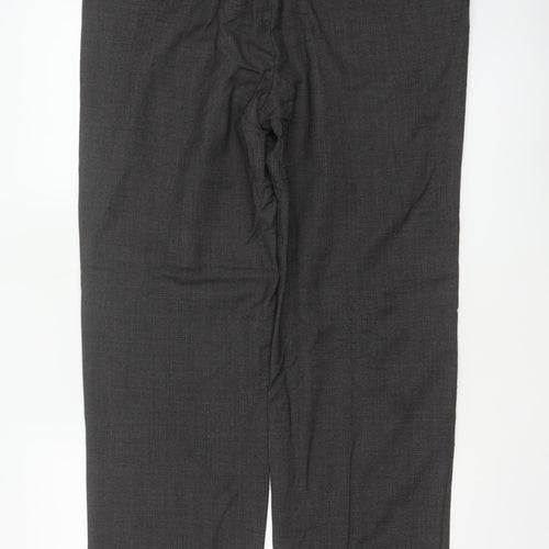 Marks & Spencer Men Grey 36 Regular Wool Dress Trousers 36x33