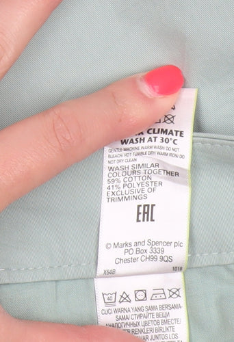 Marks and Spencer Women’s Sea Green UK 16 Short Tapered Chino Trousers