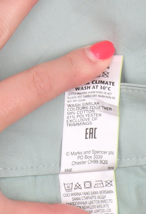 Marks and Spencer Women’s Sea Green UK 16 Short Tapered Chino Trousers