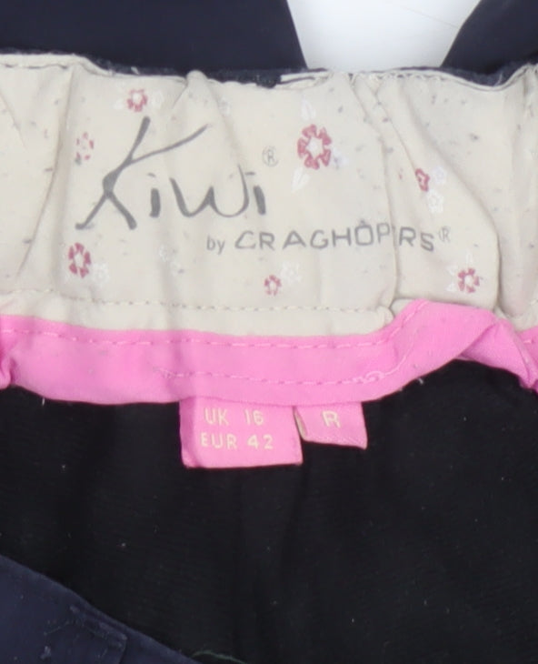 Craghoppers Kiwi Womens Blue UK 16 Regular Straight Outdoor Trousers