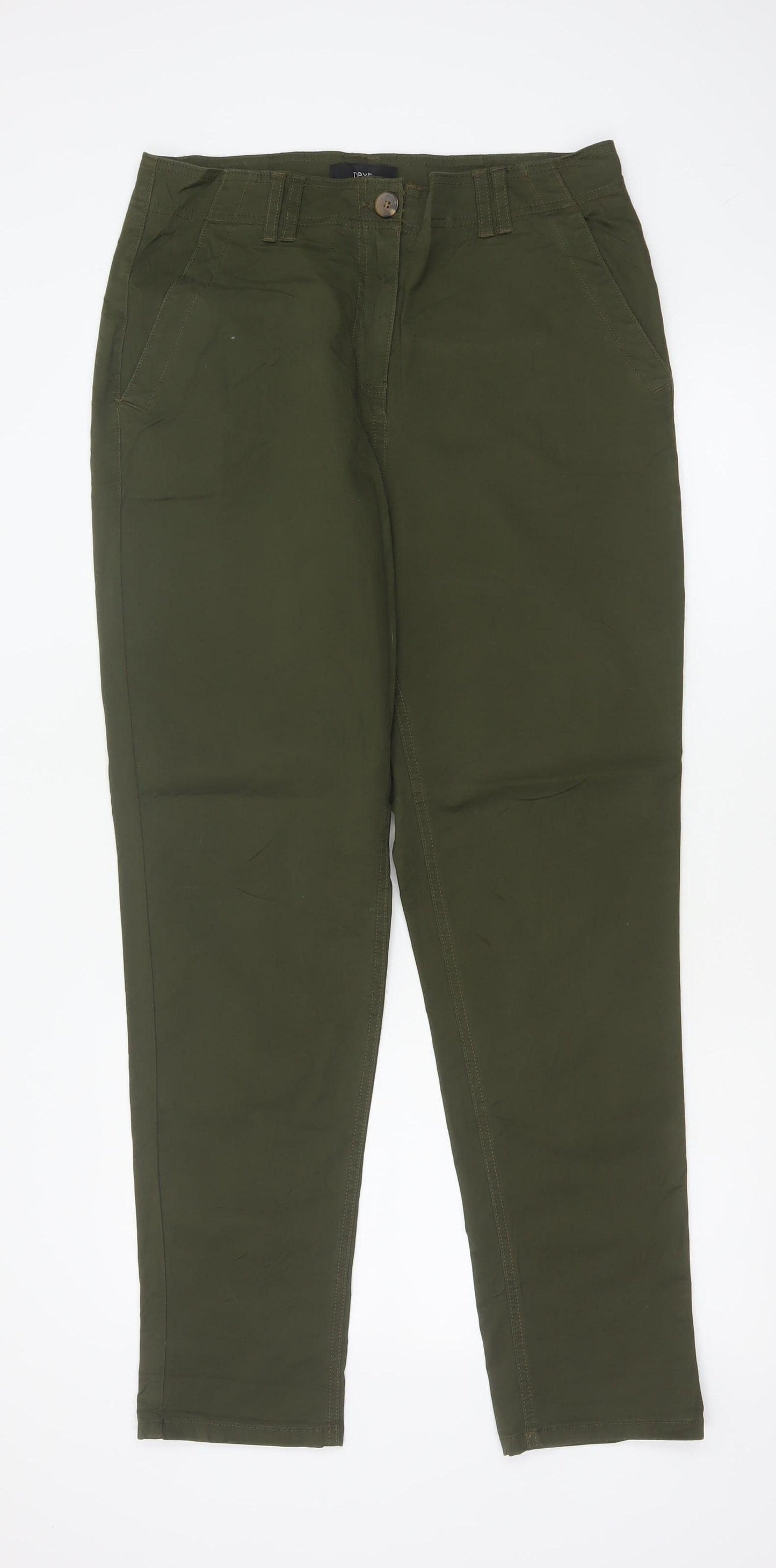 Next Women’s Green UK 12 Tall Slim Tapered Cotton Stretch Chino Trousers