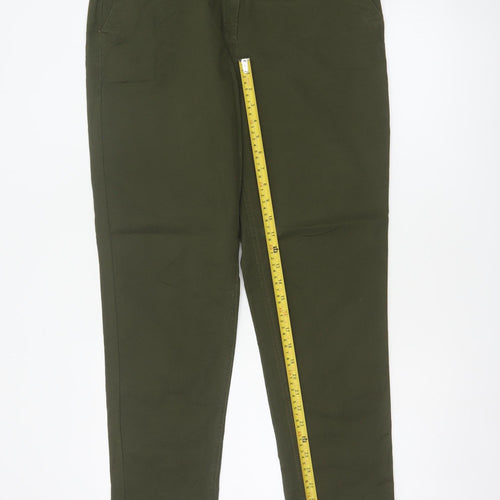 Next Women’s Green UK 12 Tall Slim Tapered Cotton Stretch Chino Trousers