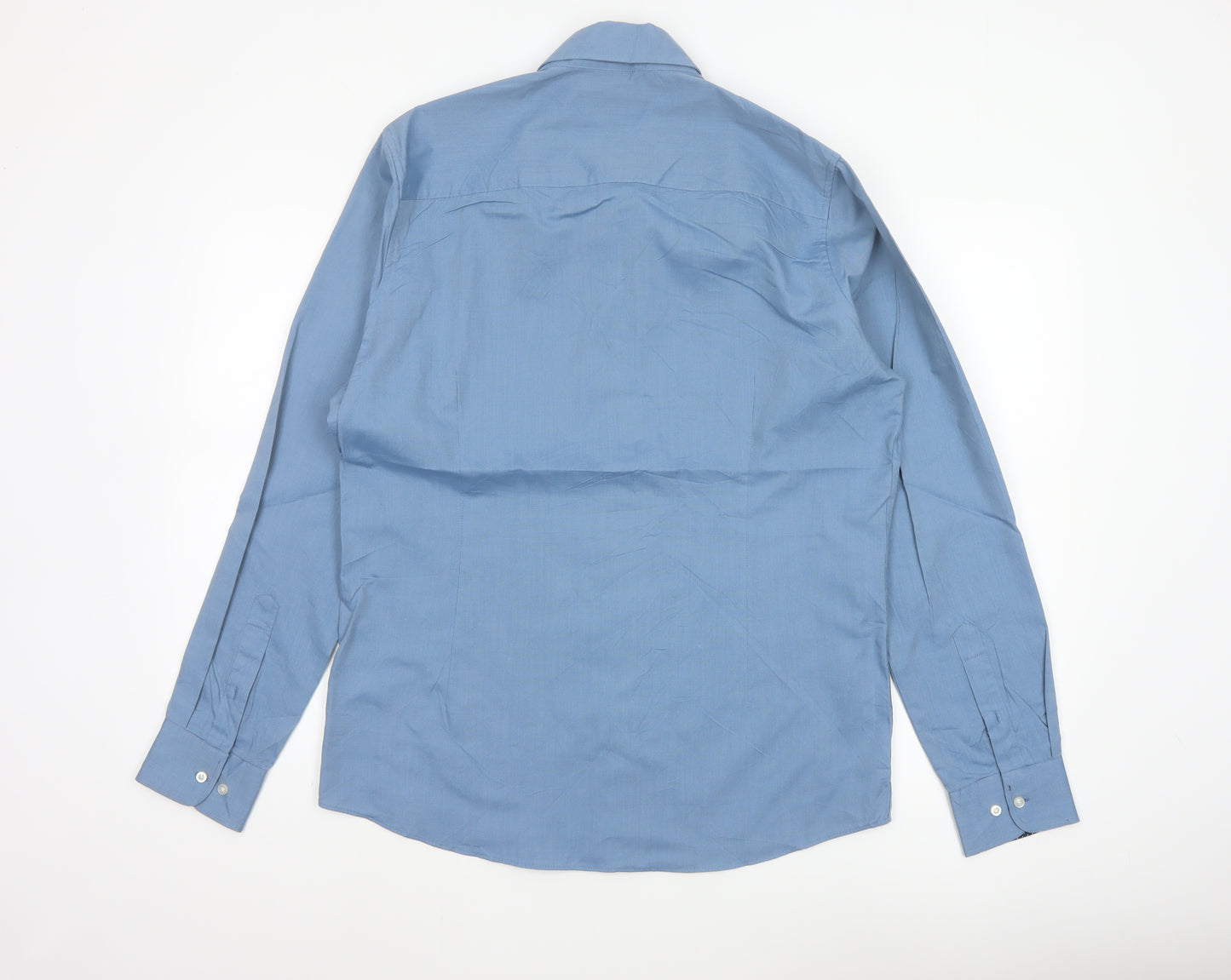 Next Men Blue M Slim Fit Cotton Blend Button-Down Long Sleeve Shirt