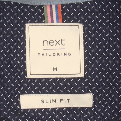 Next Men Blue M Slim Fit Cotton Blend Button-Down Long Sleeve Shirt