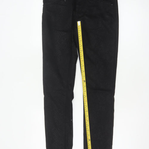 Fiveunits Women Black Animal Print Size 28 Oliva Skinny Trousers
