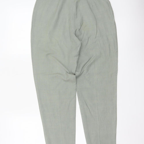 St Michael Marks & Spencer Women Green UK 10 Linen Blend Tapered Trousers