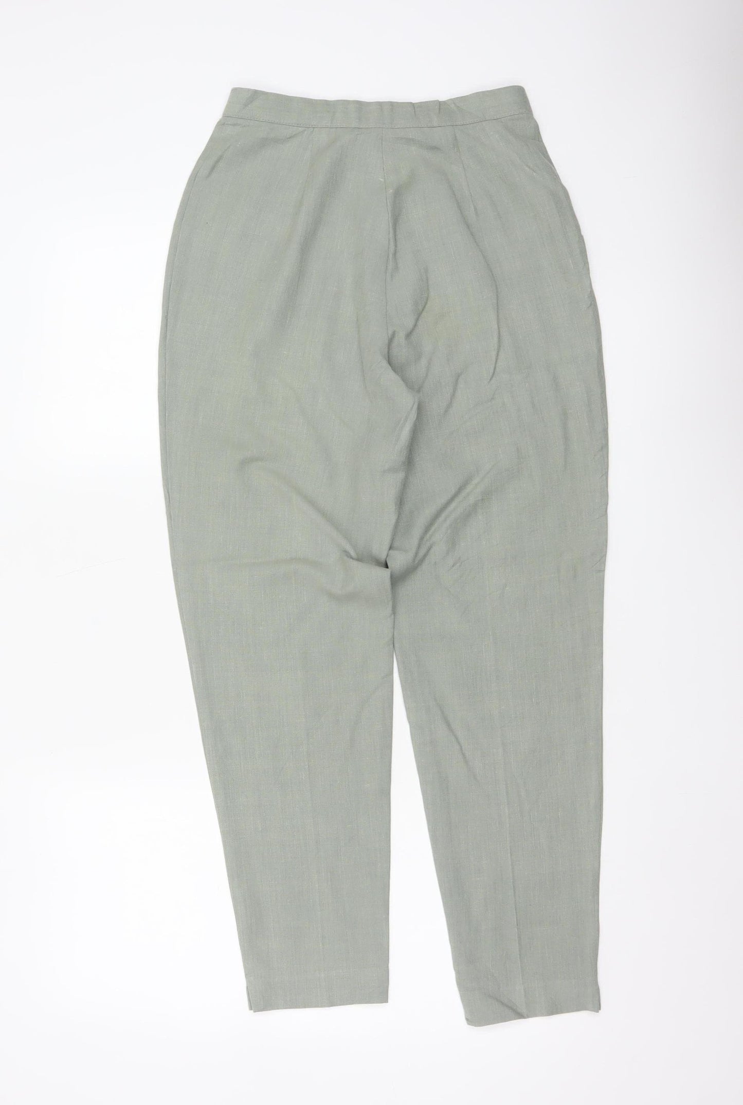 St Michael Marks & Spencer Women Green UK 10 Linen Blend Tapered Trousers