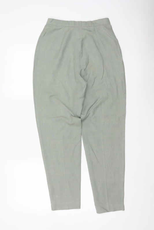 St Michael Marks & Spencer Women Green UK 10 Linen Blend Tapered Trousers