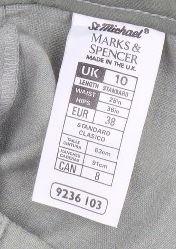St Michael Marks & Spencer Women Green UK 10 Linen Blend Tapered Trousers