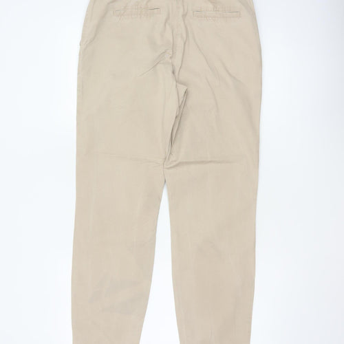 Next Women Beige UK 10 Regular Tapered Chino Trousers Cotton Stretch