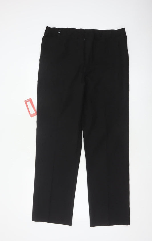 M&S Men’s Black 36in Classic Straight Formal Dress Trousers New
