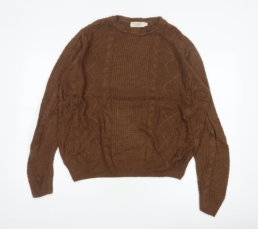 PG Field Heritage Men’s Brown L Cable Knit Crew Neck Pullover Jumper