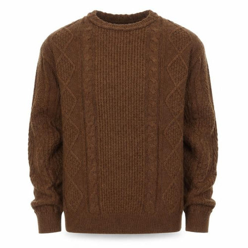 PG Field Heritage Men’s Brown L Cable Knit Crew Neck Pullover Jumper