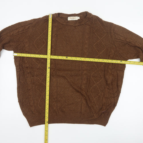 PG Field Heritage Men’s Brown L Cable Knit Crew Neck Pullover Jumper