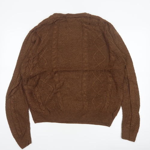 PG Field Heritage Men’s Brown L Cable Knit Crew Neck Pullover Jumper