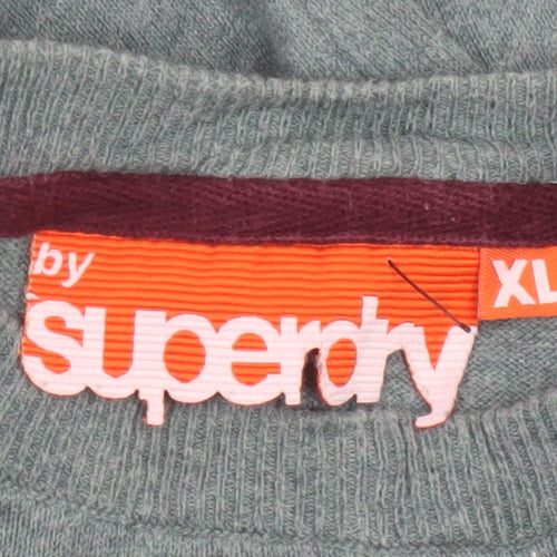 Superdry Men's Green XL Crew Neck Cotton Knit Pullover Jumper Logo