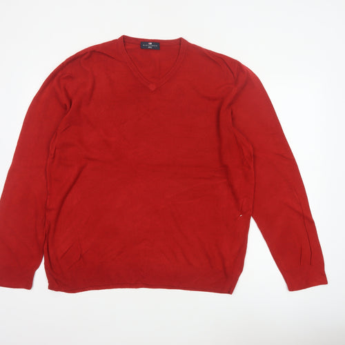 Blue Harbour Men’s Red 2XL V-Neck Acrylic Knit Pullover Jumper