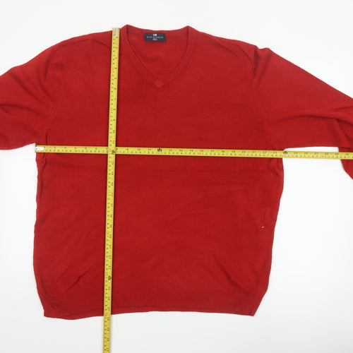 Blue Harbour Men’s Red 2XL V-Neck Acrylic Knit Pullover Jumper