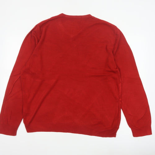 Blue Harbour Men’s Red 2XL V-Neck Acrylic Knit Pullover Jumper