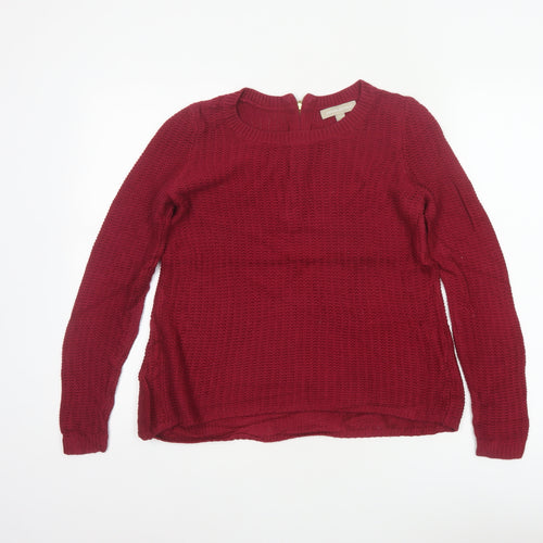 Banana Republic Women Red XS Petite Chunky Knit 1/4 Zip Jumper