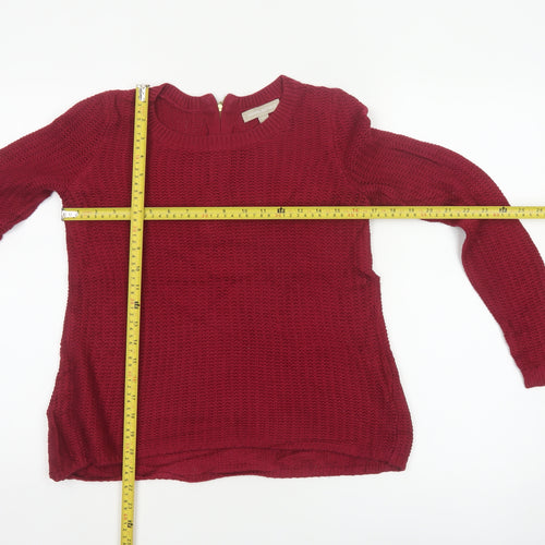 Banana Republic Women Red XS Petite Chunky Knit 1/4 Zip Jumper