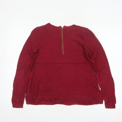 Banana Republic Women Red XS Petite Chunky Knit 1/4 Zip Jumper