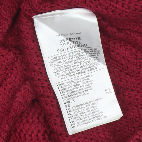 Banana Republic Women Red XS Petite Chunky Knit 1/4 Zip Jumper
