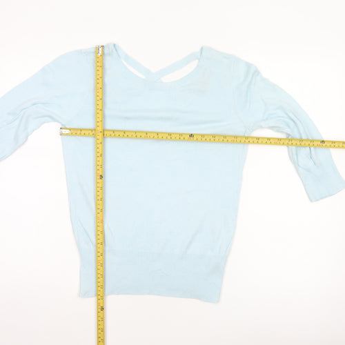 Dorothy Perkins Women Blue UK 10 Pullover V Back Knit Jumper