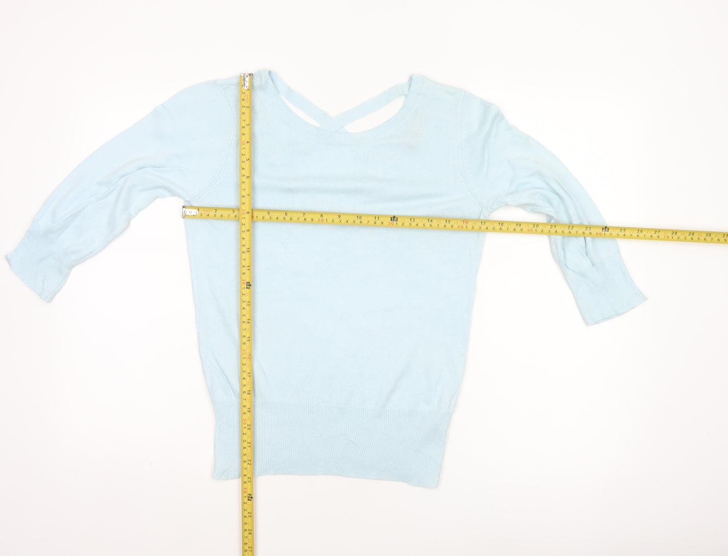 Dorothy Perkins Women Blue UK 10 Pullover V Back Knit Jumper