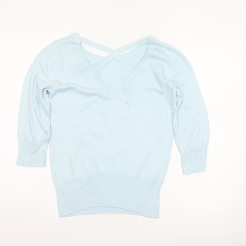 Dorothy Perkins Women Blue UK 10 Pullover V Back Knit Jumper