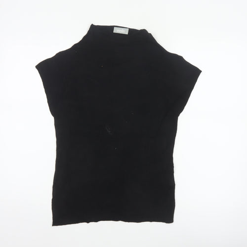 Wallis Women Black UK 12 Sleeveless High Neck Knit Jumper Vest Stretch