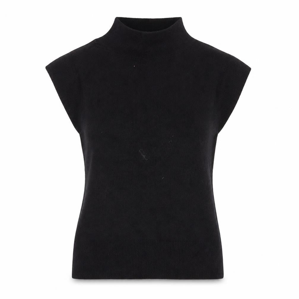 Wallis Women Black UK 12 Sleeveless High Neck Knit Jumper Vest Stretch