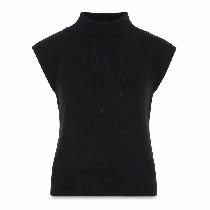 Wallis Women Black UK 12 Sleeveless High Neck Knit Jumper Vest Stretch