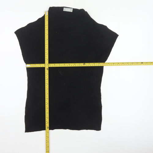 Wallis Women Black UK 12 Sleeveless High Neck Knit Jumper Vest Stretch