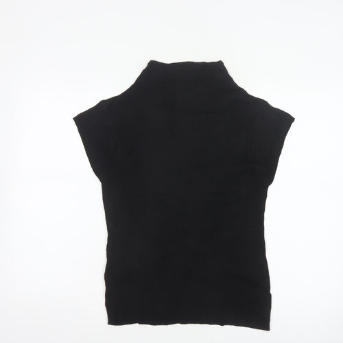 Wallis Women Black UK 12 Sleeveless High Neck Knit Jumper Vest Stretch