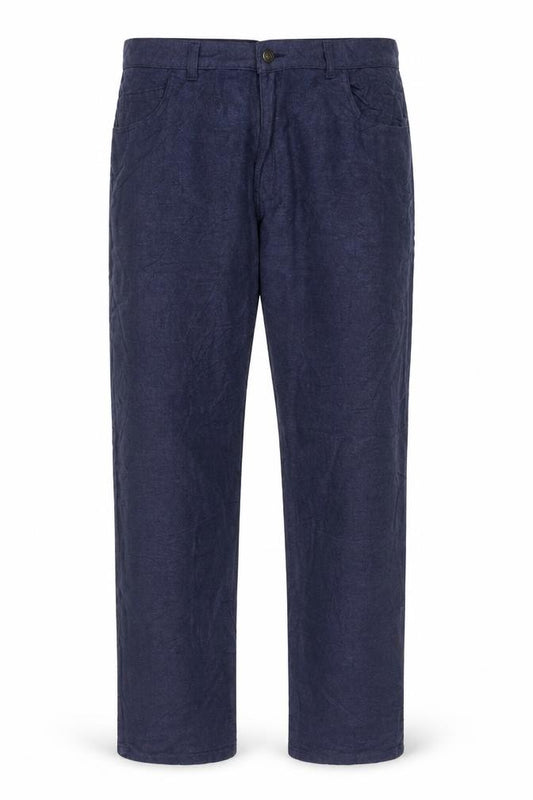 Linea Jeans Men's Blue 38L Cotton Blend Straight Trousers