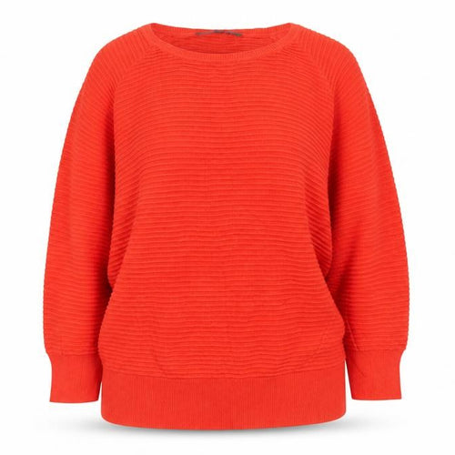 French Connection Women Orange L Cotton Knit Raglan Pullover Jumper