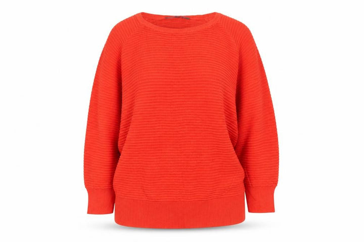 French Connection Women Orange L Cotton Knit Raglan Pullover Jumper