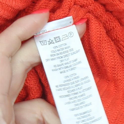 French Connection Women Orange L Cotton Knit Raglan Pullover Jumper